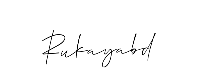 Design your own signature with our free online signature maker. With this signature software, you can create a handwritten (Allison_Script) signature for name Rukayabd. Rukayabd signature style 2 images and pictures png