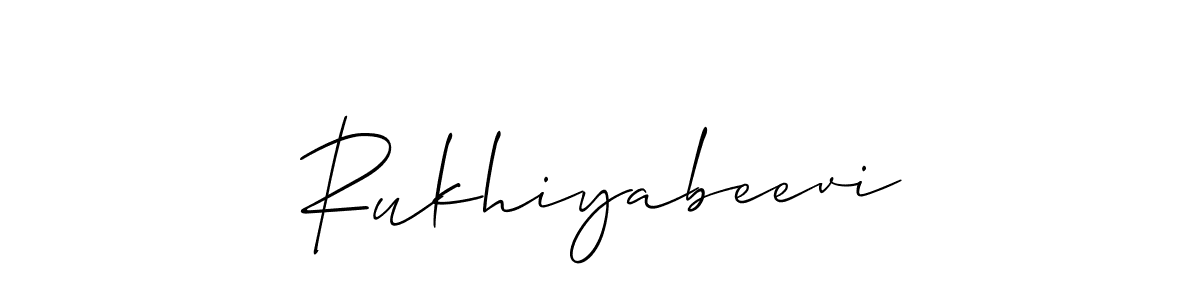 Allison_Script is a professional signature style that is perfect for those who want to add a touch of class to their signature. It is also a great choice for those who want to make their signature more unique. Get Rukhiyabeevi name to fancy signature for free. Rukhiyabeevi signature style 2 images and pictures png