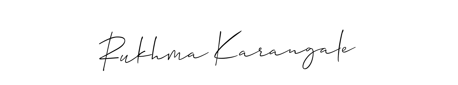 How to make Rukhma Karangale name signature. Use Allison_Script style for creating short signs online. This is the latest handwritten sign. Rukhma Karangale signature style 2 images and pictures png