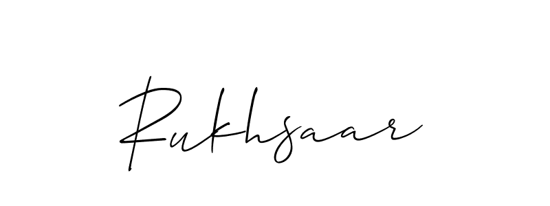 Use a signature maker to create a handwritten signature online. With this signature software, you can design (Allison_Script) your own signature for name Rukhsaar. Rukhsaar signature style 2 images and pictures png
