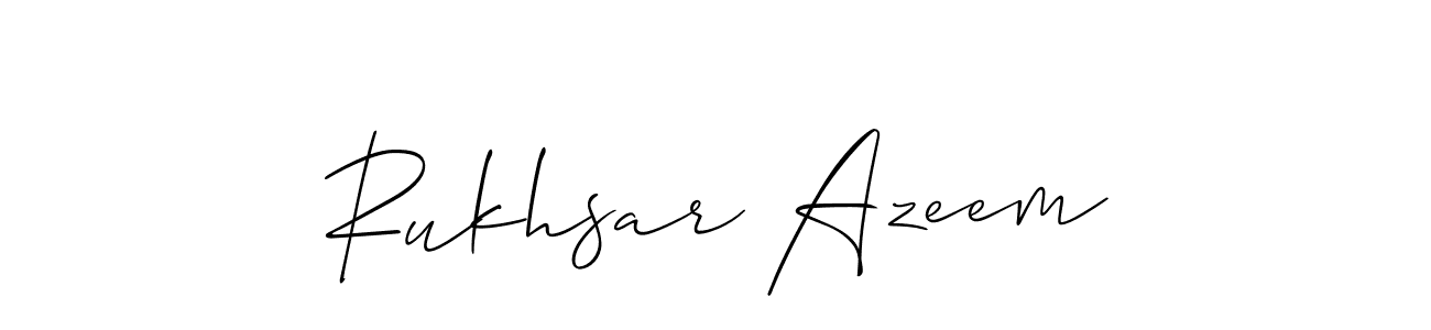 Make a beautiful signature design for name Rukhsar Azeem. With this signature (Allison_Script) style, you can create a handwritten signature for free. Rukhsar Azeem signature style 2 images and pictures png