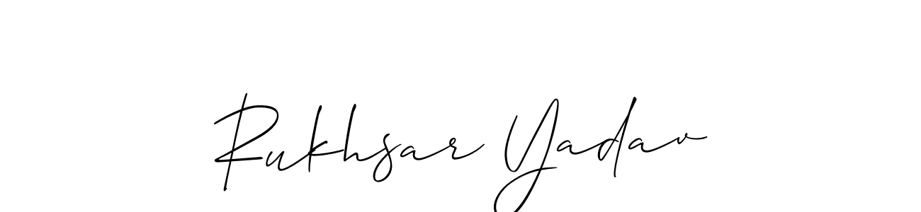 Make a beautiful signature design for name Rukhsar Yadav. With this signature (Allison_Script) style, you can create a handwritten signature for free. Rukhsar Yadav signature style 2 images and pictures png
