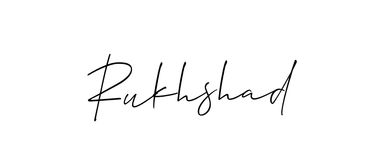 Create a beautiful signature design for name Rukhshad. With this signature (Allison_Script) fonts, you can make a handwritten signature for free. Rukhshad signature style 2 images and pictures png