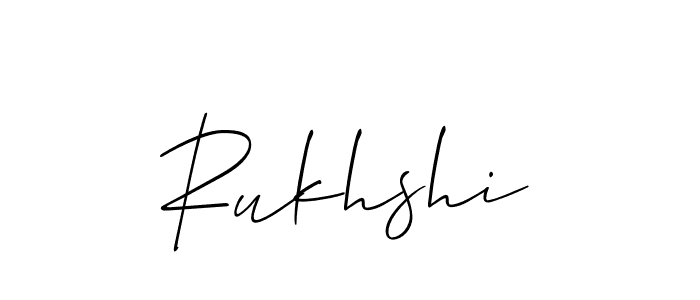 Design your own signature with our free online signature maker. With this signature software, you can create a handwritten (Allison_Script) signature for name Rukhshi. Rukhshi signature style 2 images and pictures png