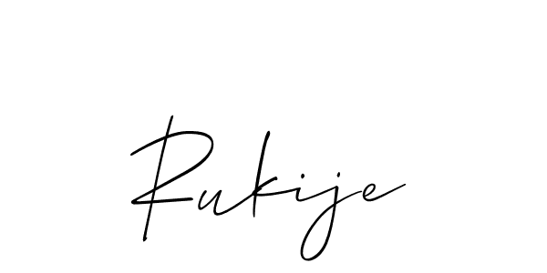 Use a signature maker to create a handwritten signature online. With this signature software, you can design (Allison_Script) your own signature for name Rukije. Rukije signature style 2 images and pictures png