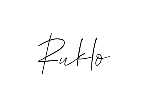 Make a beautiful signature design for name Ruklo. With this signature (Allison_Script) style, you can create a handwritten signature for free. Ruklo signature style 2 images and pictures png