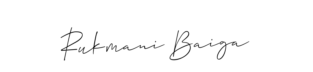 Create a beautiful signature design for name Rukmani Baiga. With this signature (Allison_Script) fonts, you can make a handwritten signature for free. Rukmani Baiga signature style 2 images and pictures png