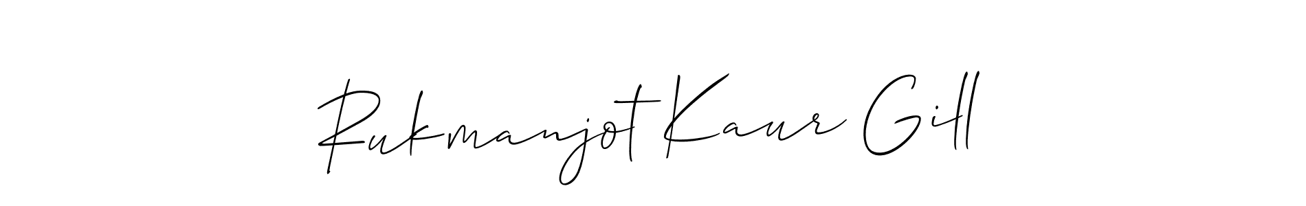 Create a beautiful signature design for name Rukmanjot Kaur Gill. With this signature (Allison_Script) fonts, you can make a handwritten signature for free. Rukmanjot Kaur Gill signature style 2 images and pictures png