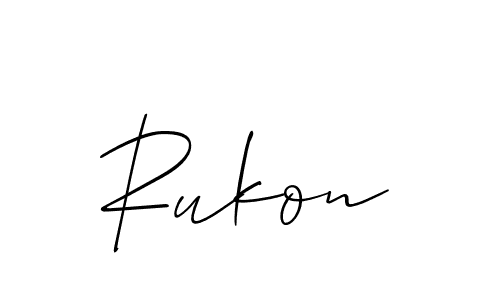 Design your own signature with our free online signature maker. With this signature software, you can create a handwritten (Allison_Script) signature for name Rukon. Rukon signature style 2 images and pictures png