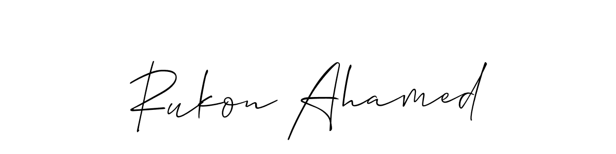 Allison_Script is a professional signature style that is perfect for those who want to add a touch of class to their signature. It is also a great choice for those who want to make their signature more unique. Get Rukon Ahamed name to fancy signature for free. Rukon Ahamed signature style 2 images and pictures png