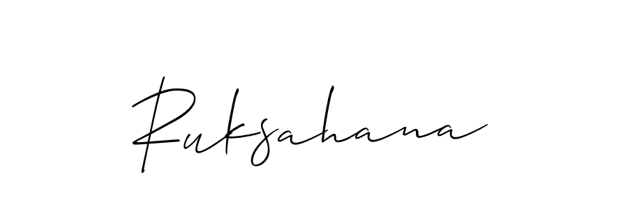 How to make Ruksahana name signature. Use Allison_Script style for creating short signs online. This is the latest handwritten sign. Ruksahana signature style 2 images and pictures png