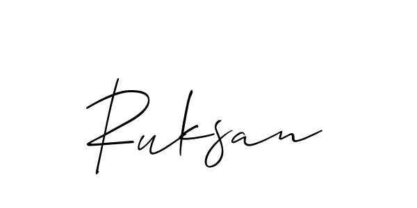 How to make Ruksan signature? Allison_Script is a professional autograph style. Create handwritten signature for Ruksan name. Ruksan signature style 2 images and pictures png