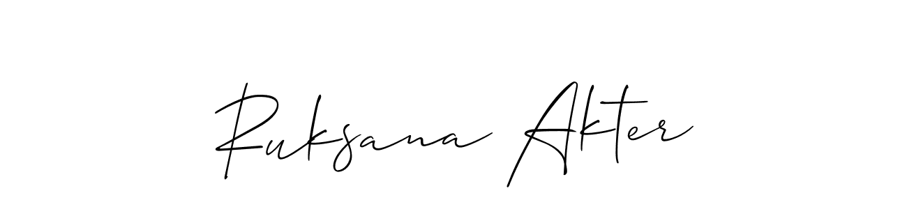 You should practise on your own different ways (Allison_Script) to write your name (Ruksana Akter) in signature. don't let someone else do it for you. Ruksana Akter signature style 2 images and pictures png