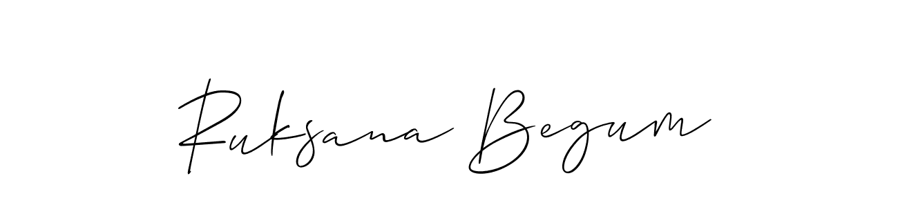 The best way (Allison_Script) to make a short signature is to pick only two or three words in your name. The name Ruksana Begum include a total of six letters. For converting this name. Ruksana Begum signature style 2 images and pictures png