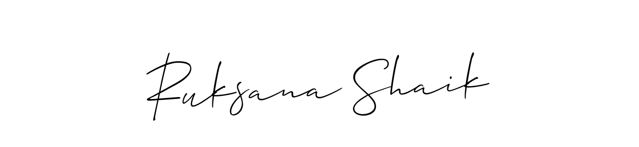 How to make Ruksana Shaik name signature. Use Allison_Script style for creating short signs online. This is the latest handwritten sign. Ruksana Shaik signature style 2 images and pictures png