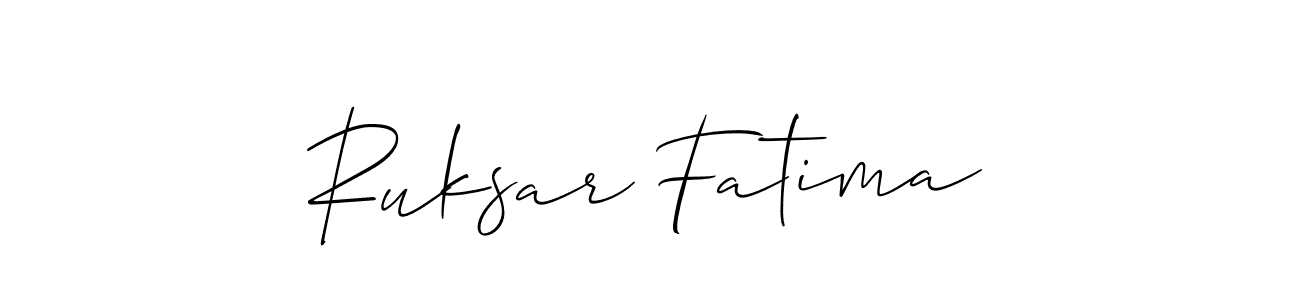 It looks lik you need a new signature style for name Ruksar Fatima. Design unique handwritten (Allison_Script) signature with our free signature maker in just a few clicks. Ruksar Fatima signature style 2 images and pictures png