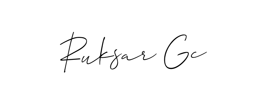 Make a beautiful signature design for name Ruksar Gc. With this signature (Allison_Script) style, you can create a handwritten signature for free. Ruksar Gc signature style 2 images and pictures png