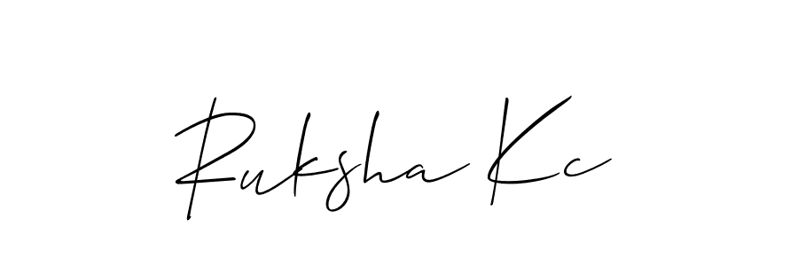 Design your own signature with our free online signature maker. With this signature software, you can create a handwritten (Allison_Script) signature for name Ruksha Kc. Ruksha Kc signature style 2 images and pictures png