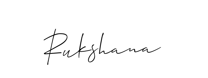 Design your own signature with our free online signature maker. With this signature software, you can create a handwritten (Allison_Script) signature for name Rukshana. Rukshana signature style 2 images and pictures png