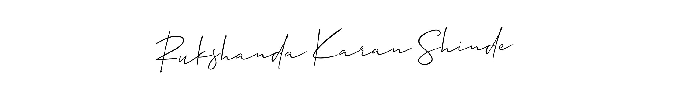 It looks lik you need a new signature style for name Rukshanda Karan Shinde. Design unique handwritten (Allison_Script) signature with our free signature maker in just a few clicks. Rukshanda Karan Shinde signature style 2 images and pictures png