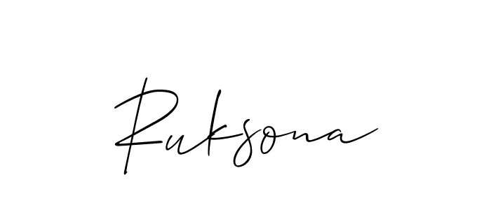 Make a short Ruksona signature style. Manage your documents anywhere anytime using Allison_Script. Create and add eSignatures, submit forms, share and send files easily. Ruksona signature style 2 images and pictures png