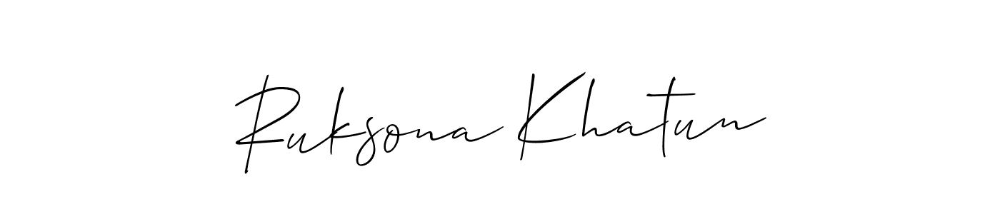 Make a short Ruksona Khatun signature style. Manage your documents anywhere anytime using Allison_Script. Create and add eSignatures, submit forms, share and send files easily. Ruksona Khatun signature style 2 images and pictures png