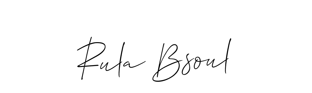 How to make Rula Bsoul name signature. Use Allison_Script style for creating short signs online. This is the latest handwritten sign. Rula Bsoul signature style 2 images and pictures png