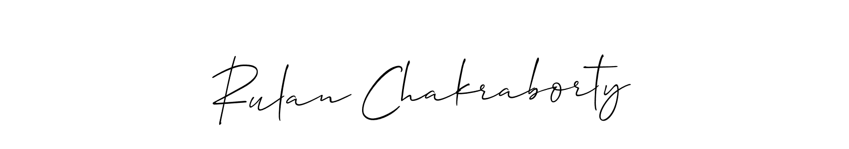 Make a beautiful signature design for name Rulan Chakraborty. With this signature (Allison_Script) style, you can create a handwritten signature for free. Rulan Chakraborty signature style 2 images and pictures png