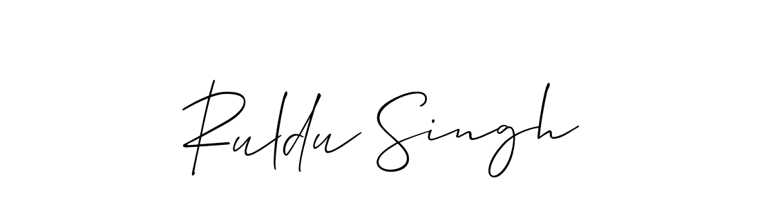 The best way (Allison_Script) to make a short signature is to pick only two or three words in your name. The name Ruldu Singh include a total of six letters. For converting this name. Ruldu Singh signature style 2 images and pictures png
