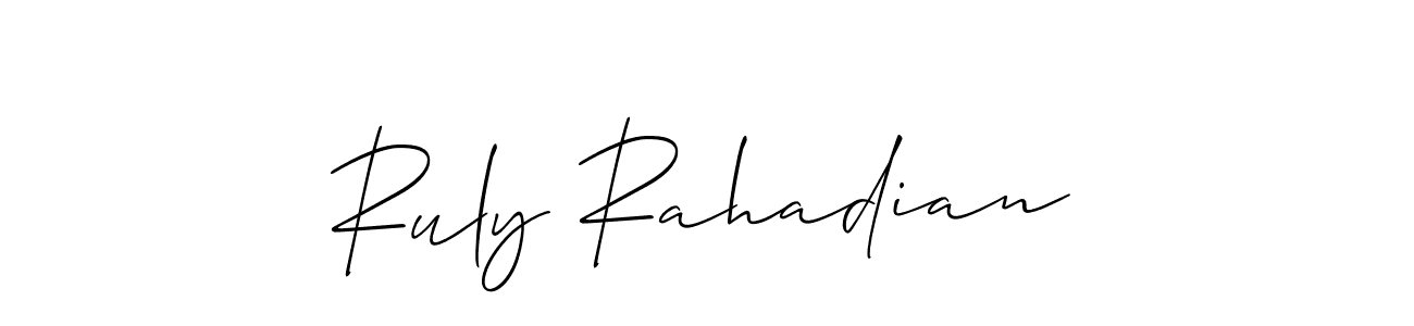 Use a signature maker to create a handwritten signature online. With this signature software, you can design (Allison_Script) your own signature for name Ruly Rahadian. Ruly Rahadian signature style 2 images and pictures png