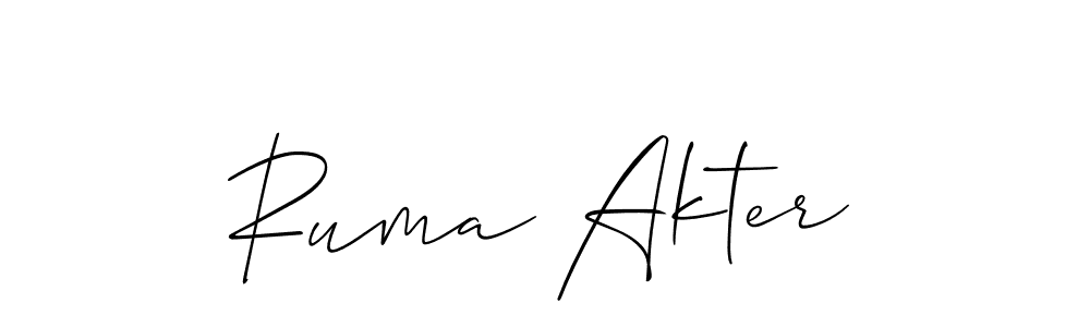 Also You can easily find your signature by using the search form. We will create Ruma Akter name handwritten signature images for you free of cost using Allison_Script sign style. Ruma Akter signature style 2 images and pictures png