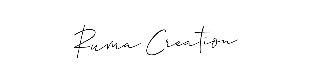 Make a short Ruma Creation signature style. Manage your documents anywhere anytime using Allison_Script. Create and add eSignatures, submit forms, share and send files easily. Ruma Creation signature style 2 images and pictures png
