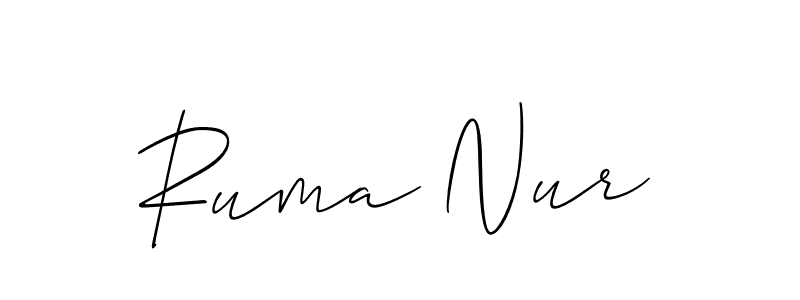 How to make Ruma Nur name signature. Use Allison_Script style for creating short signs online. This is the latest handwritten sign. Ruma Nur signature style 2 images and pictures png