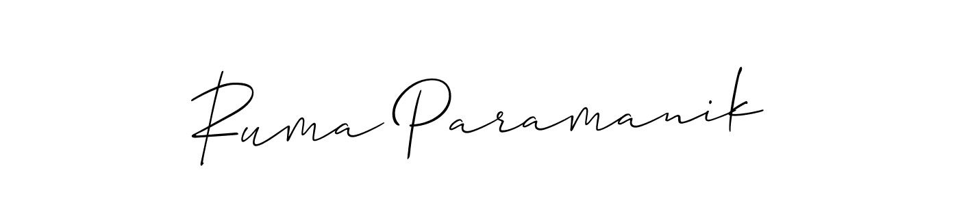 How to make Ruma Paramanik signature? Allison_Script is a professional autograph style. Create handwritten signature for Ruma Paramanik name. Ruma Paramanik signature style 2 images and pictures png