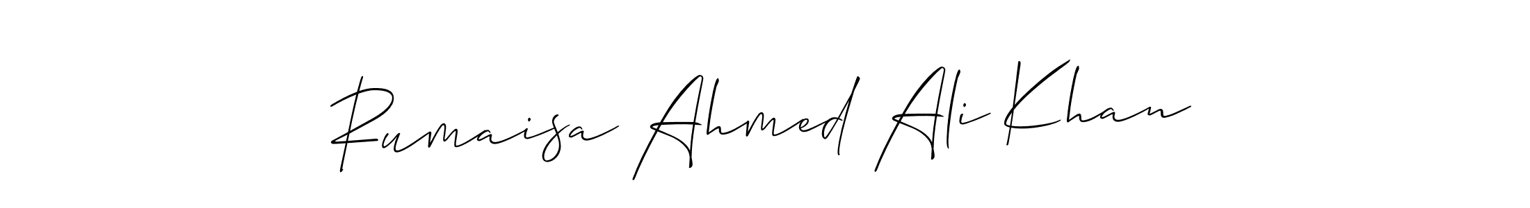 Also we have Rumaisa Ahmed Ali Khan name is the best signature style. Create professional handwritten signature collection using Allison_Script autograph style. Rumaisa Ahmed Ali Khan signature style 2 images and pictures png