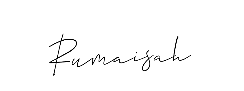 Also You can easily find your signature by using the search form. We will create Rumaisah name handwritten signature images for you free of cost using Allison_Script sign style. Rumaisah signature style 2 images and pictures png