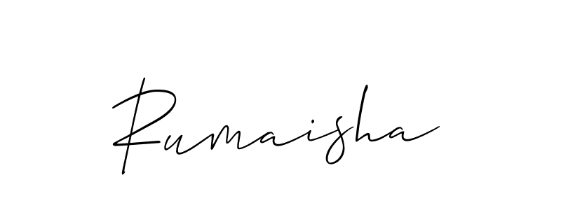 It looks lik you need a new signature style for name Rumaisha. Design unique handwritten (Allison_Script) signature with our free signature maker in just a few clicks. Rumaisha signature style 2 images and pictures png