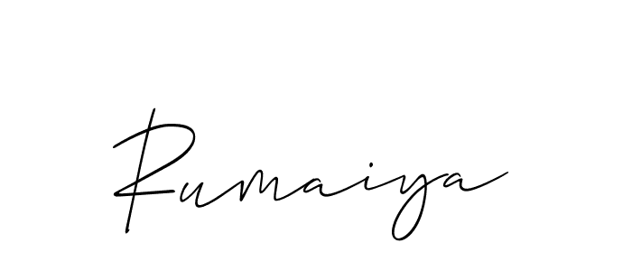 Also we have Rumaiya name is the best signature style. Create professional handwritten signature collection using Allison_Script autograph style. Rumaiya signature style 2 images and pictures png