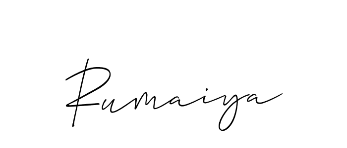 The best way (Allison_Script) to make a short signature is to pick only two or three words in your name. The name Rumaiya include a total of six letters. For converting this name. Rumaiya signature style 2 images and pictures png