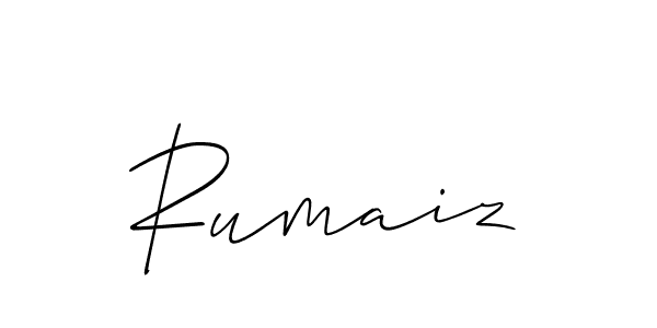 Create a beautiful signature design for name Rumaiz. With this signature (Allison_Script) fonts, you can make a handwritten signature for free. Rumaiz signature style 2 images and pictures png