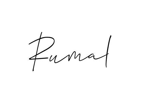Create a beautiful signature design for name Rumal. With this signature (Allison_Script) fonts, you can make a handwritten signature for free. Rumal signature style 2 images and pictures png