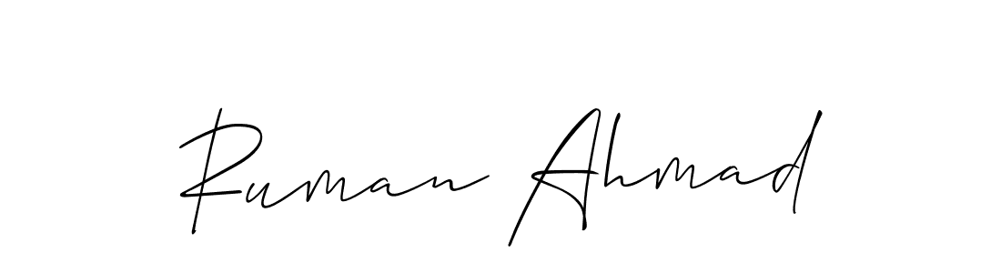 Also You can easily find your signature by using the search form. We will create Ruman Ahmad name handwritten signature images for you free of cost using Allison_Script sign style. Ruman Ahmad signature style 2 images and pictures png
