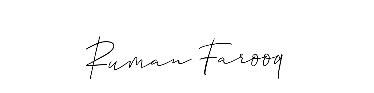 How to make Ruman Farooq signature? Allison_Script is a professional autograph style. Create handwritten signature for Ruman Farooq name. Ruman Farooq signature style 2 images and pictures png