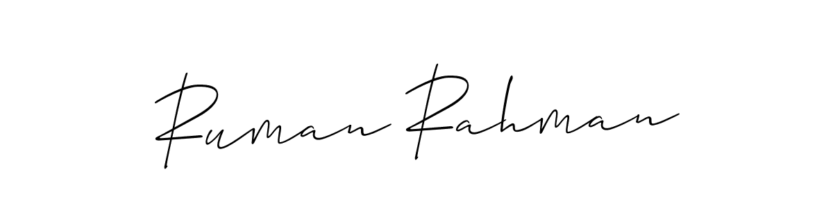 How to make Ruman Rahman name signature. Use Allison_Script style for creating short signs online. This is the latest handwritten sign. Ruman Rahman signature style 2 images and pictures png