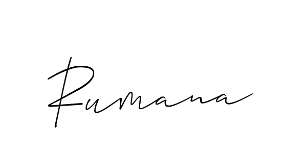 Rumana stylish signature style. Best Handwritten Sign (Allison_Script) for my name. Handwritten Signature Collection Ideas for my name Rumana. Rumana signature style 2 images and pictures png