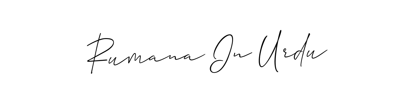 Create a beautiful signature design for name Rumana In Urdu. With this signature (Allison_Script) fonts, you can make a handwritten signature for free. Rumana In Urdu signature style 2 images and pictures png
