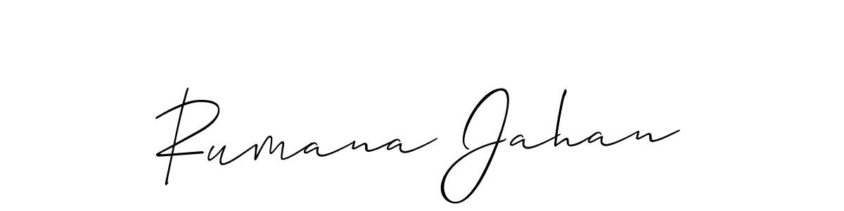 The best way (Allison_Script) to make a short signature is to pick only two or three words in your name. The name Rumana Jahan include a total of six letters. For converting this name. Rumana Jahan signature style 2 images and pictures png