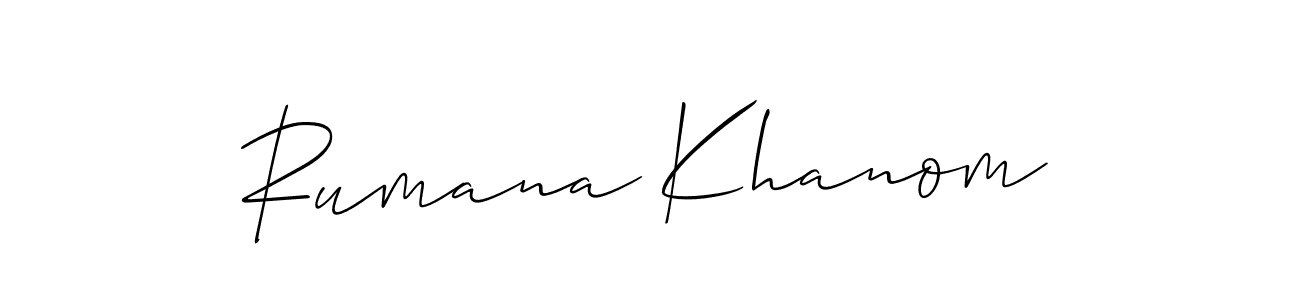 It looks lik you need a new signature style for name Rumana Khanom. Design unique handwritten (Allison_Script) signature with our free signature maker in just a few clicks. Rumana Khanom signature style 2 images and pictures png