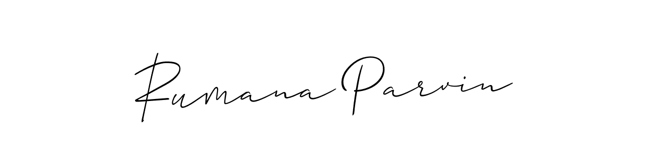 Make a short Rumana Parvin signature style. Manage your documents anywhere anytime using Allison_Script. Create and add eSignatures, submit forms, share and send files easily. Rumana Parvin signature style 2 images and pictures png