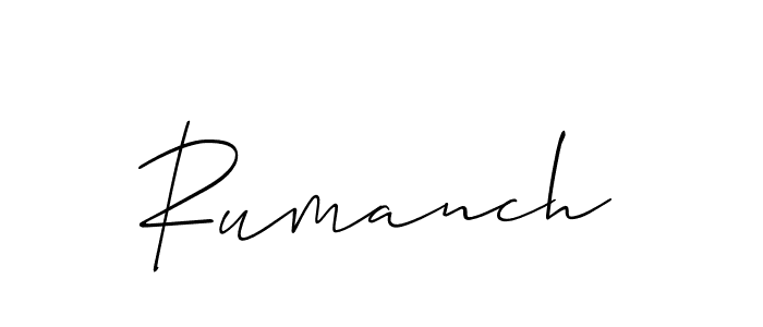 The best way (Allison_Script) to make a short signature is to pick only two or three words in your name. The name Rumanch include a total of six letters. For converting this name. Rumanch signature style 2 images and pictures png